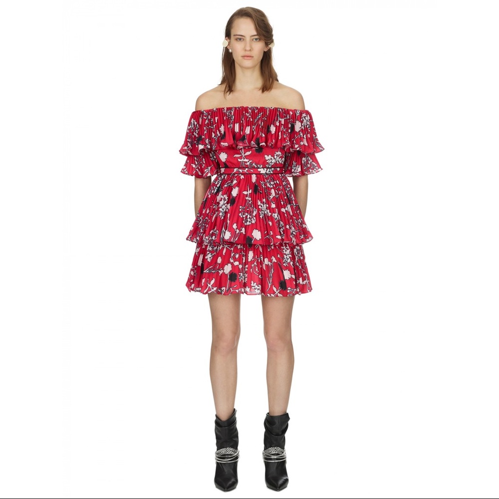 Self Portrait Pleated Floral Mini Dress